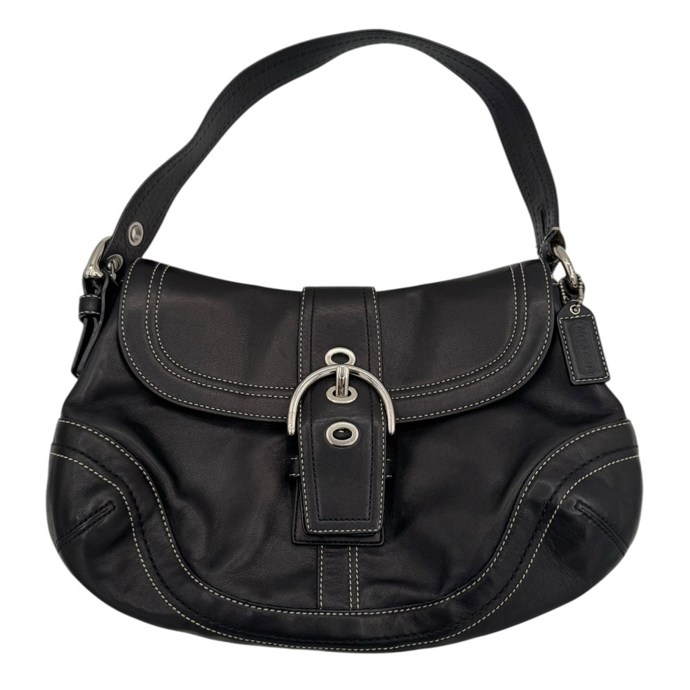 Coach F10910 Soho Y2K Black Leather Buckle Flap Should Bag